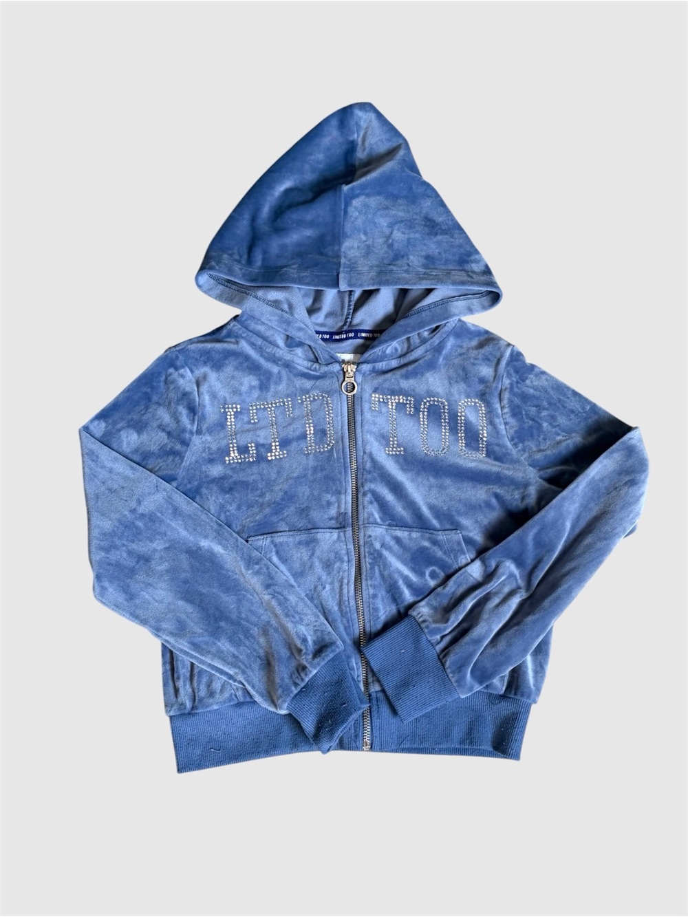 Vintage Limited Too Blue Velour Rhinestone Hoodie M